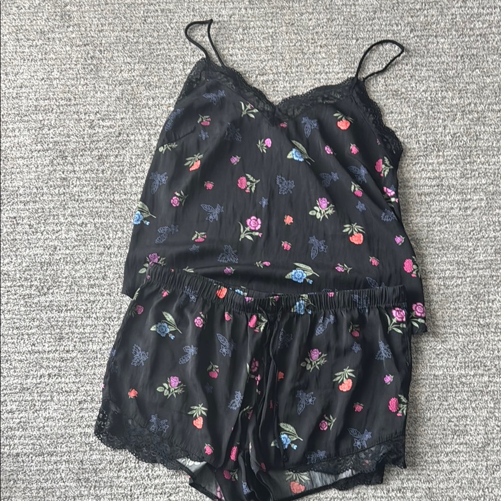 Xhilaration Black Floral Pajama Set